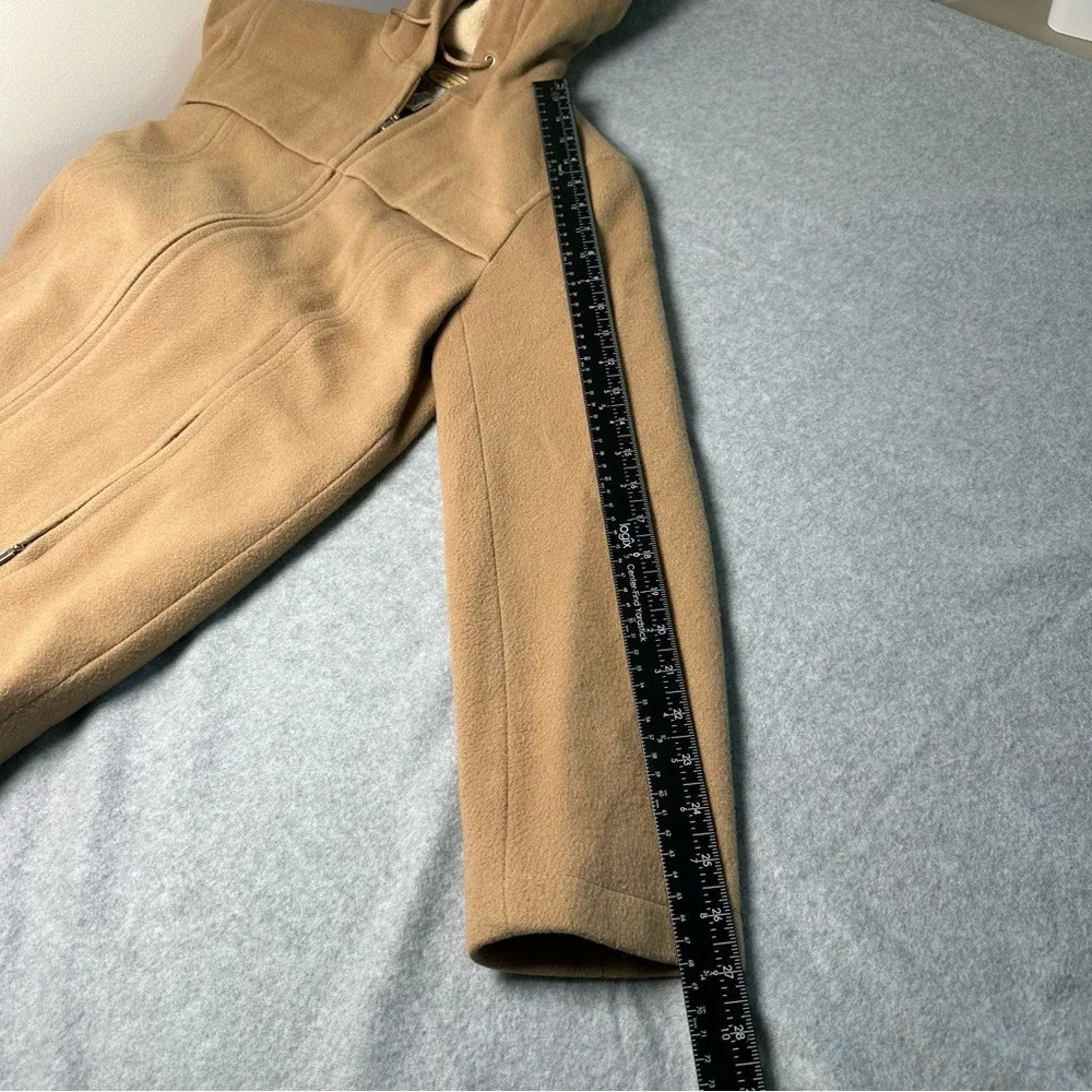 Talbots Women's Small Petites Camel Wool Blend Hooded Zip Up Jacket Coat - Picture 8 of 12